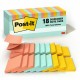 Post-it Dispenser Notes - Beachside Caf&eacute Color Collection - 3" x 3" - Rectangle - Fresh Mint, Sunnyside, Papaya Fizz - 18 