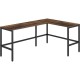 NuSparc L-Shaped Metal Frame Desk - For - Table TopVintage Oak L-shaped, Black Top - Contemporary Style - 200 lb Capacity x 67" 