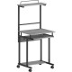 NuSparc Mobile Computer Workstation w/Keybrd Tray - For - Table TopWeathered Charcoal Laminate, Black Top - 110 lb Capacity x 23