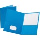 Oxford Letter Recycled Pocket Folder - 8 1/2" x 11" - 100 Sheet Capacity - 2 Internal Pocket(s) - Leatherette - Light Blue - 10%