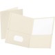 Oxford Letter Recycled Pocket Folder - 8 1/2" x 11" - 100 Sheet Capacity - 2 Internal Pocket(s) - Leatherette - White - 10% Recy