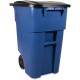 Rubbermaid Commercial Brute Rollout Container with Lid - Swing Lid - 50 gal Capacity - Mobility, Heavy Duty, Wheels, Lid Locked,