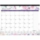 Blueline Passion Floral Desk Pad Calendar - Julian Dates - Monthly - 12 Month - January 2025 - December 2025 - 1 Month Single Pa