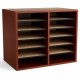 Safco Adjustable 12-Slot Wood Literature Organizer - 12 Compartment(s)Desktop - Adjustable - Laminate - Cherry - Hardboard, Fibe