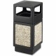 Safco Indoor/outdoor Square Receptacles - 38 gal Capacity - 39.3" Height x 18.3" Width x 18.3" Depth - Polyethylene - Black - 1 