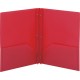 Smead Letter Fastener Folder - 8 1/2" x 11" - 180 Sheet Capacity - 2 x Double Tang Fastener(s) - 2 Inside Back Pocket(s) - Red -