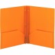 Smead Letter Fastener Folder - 8 1/2" x 11" - 180 Sheet Capacity - 2 x Double Tang Fastener(s) - 2 Inside Back Pocket(s) - Orang