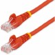 StarTech.com 30 ft Red Snagless Cat5e UTP Patch Cable - Make Fast Ethernet network connections using this high quality Cat5e Cab