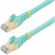 StarTech.com 1ft CAT6a Ethernet Cable - 10 Gigabit Category 6a Shielded Snagless 100W PoE Patch Cord - 10GbE Aqua UL Certified W