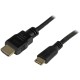 StarTech.com 1ft Mini HDMI to HDMI Cable with Ethernet, 4K 30Hz High Speed Mini HDMI 1.4 (Type-C) Device to HDMI Adapter Cable/C