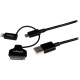 StarTech.com 1m (3 ft) Black Apple 8-pin Lightning or 30-pin Dock Connector or Micro USB to USB Combo Cable for iPhone / iPod / 