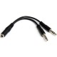 StarTech.com 3.5mm 4 Position to 2x 3 Position 3.5mm Headset Splitter Adapter - F/M - Connect a 4-position headset with audio an