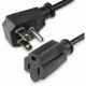 StarTech.com 1.5ft (0.45m) Power Extension Cord, Flat NEMA 5-15P to NEMA 5-15R, 10A 125V, 18AWG, Black, Flat Outlet Extension Ca