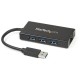 StarTech.com 3 Port Portable USB 3.0 Hub with Gigabit Ethernet Adapter NIC - 5Gbps - Aluminum w/ Cable - Add 3 external USB 3.0 