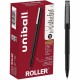 uniball Roller Rollerball Pen - Micro Pen Point - 0.5 mm Pen Point Size - Black Water Based Ink - Black Stainless Steel Barrel -