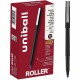 uniball Roller Rollerball Pen - Micro Pen Point - 0.5 mm Pen Point Size - Blue Water Based Ink - Black Stainless Steel Barrel - 