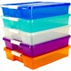 Storex Storage Case - External Dimensions: 14" Length x 14" Width x 3" Height - Latching Closure - Stackable - Assorted Bright -