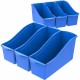 Storex Book Bin Set - 7" Height x 5.3" Width14.3" Length - Blue - Plastic - 6 / Carton