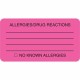 Tabbies ALLERY/DRUG REACTIONS Alert Labels - 3 1/4" Width x 1 3/4" Length - Pink - 250 / Roll