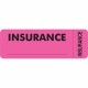 Tabbies INSURANCE Labels - 3" Width x 1" Length - Pink - 250 / Roll - 250 / Roll