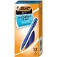 BIC BU3 Retractable Ballpoint Pen - Medium Pen Point - 1 mm Pen Point Size - Retractable - Blue - Blue Barrel - 1 Dozen