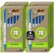 BIC Ecolutions Clic Stic Ballpoint Pen - Medium Pen Point - 1 mm Pen Point Size - Retractable - Blue - Semi Clear Barrel - 48 / 