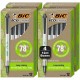 BIC Ecolutions Clic Stic Ballpoint Pen - Medium Pen Point - 1 mm Pen Point Size - Retractable - Black - Semi Clear Barrel - 48 /
