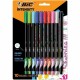 BIC Intensity Porous Point Pen - Fine Pen Point - 0.4 mm Pen Point Size - Assorted Water Based Ink - Metal Tip - 10 Pack