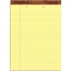 TOPS 2-Hole Top Punched Legal Pad - 50 Sheets - Double Stitched - 0.34" Ruled - 16 lb Basis Weight - 8 1/2" x 11 3/4" - Canary P