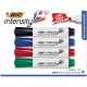 BIC Intensity Low Odor Dry Erase Marker, Tank, Assorted, 4 Pack - Chisel Marker Point Style - Assorted - 4 Pack