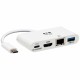Eaton Tripp Lite Series USB-C Multiport Adapter - 4K HDMI, USB 3.x (5Gbps) Hub Port, GbE, 60W PD Charging, HDCP, White - Docking