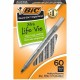 BIC Round Stic Ballpoint Pens - Medium Pen Point - Black - Black Barrel - Brass Tip - 60 / Box