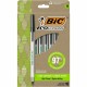 BIC Ecolutions Round Stic Ball Point Pen - Medium Pen Point - 1 mm Pen Point Size - Black - Semi-transparent Barrel - 10 / Pack