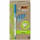 BIC Ecolutions Round Stic Ball Point Pen - 1 mm Pen Point Size - Blue - Semi Clear Barrel - 50 Pack