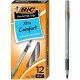 BIC Round Stic Grip Ballpoint Pen - Medium Pen Point - Black - Frost Barrel - 1 Dozen