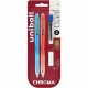 uni CHROMA Mechanical Pencils - HB, 2 Lead - 0.7 mm Lead Diameter - Black Lead - Light Blue, Red Barrel - 2 / Pack
