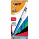 BIC 4-Color Retractable Pen - Medium Pen Point - Refillable - Retractable - Multi, Black, Red, Green - Blue, White Barrel - 1 Ea