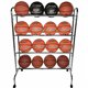 Champion Sports 16 Ball Powder-Coated Ball Cart - 4 Casters - 41" Length x 17" Width x 53" Height - Silver - 1 Each