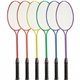 Champion Sports Tempered Steel Twin Shaft Badminton Racket Set - Red, Orange, Yellow, Green, Blue, Purple - Nylon, Leather, Temp