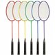 Champion Sports Tempered Steel Badminton Racket Set - Red, Orange, Yellow, Green, Blue, Purple - Nylon, Leather, Tempered Steel