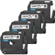 Brother P-touch Nonlaminated M Series Tape Cartridge - 1/2" Width - Direct Thermal - White - 4 / Bundle - Non-laminated, Self-ad