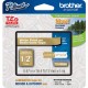 Brother P-Touch TZe Laminated Tape - 15/32" Width - Thermal Transfer - White, Satin Gold - Plastic - 1 Each - Water Resistant - 