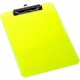 Business Source Flat Clip Clipboard - 9" x 12" - Plastic - Neon Green - 6 / Bundle