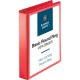 Business Source Round Ring Binder - 1 1/2" Binder Capacity - Round Ring Fastener(s) - 2 Internal Pocket(s) - Red - Clear Overlay