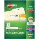 Avery TrueBlock File Folder Labels - 21/32" Width x 3 7/16" Length - Permanent Adhesive - Rectangle - Laser, Inkjet - White - Pa