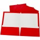 Business Source Letter Pocket Folder - 8 1/2" x 11" - 100 Sheet Capacity - 2 Internal Pocket(s) - Card Paper - Red - 25 / Box