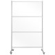 Bi-silque Mobile Glass Panel Divider - 50" Width x 22" Depth x 80.3" Height - Glass - Aluminum, Transparent