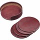 Dacasso Leather Coasters - Set of 4 with Holder - 4 Coaster of 4" Diameter - Round - Mocha - Top Grain Leather, Felt - 1Each