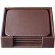 Dacasso Leather Square Coaster Set - 4 Coaster of 4" Length x 4" Width - Square - Chocolate Brown - Top Grain Leather, Felt - 1E
