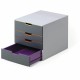 DURABLE VARICOLOR Desktop 4 Drawer Organizer - 11" W x 11-3/8" H x 14" D - 4 Drawers - Color Labeled Tabs - Charcoal